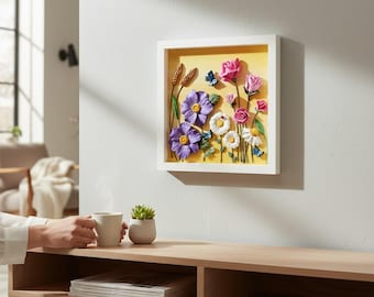 3D Floral Garden Wall Art: Handmade Ceramic Flower Sculpture