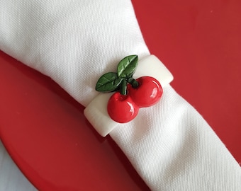 Handgemachte Zwilling Serviettenringe Set: Kirsch Serviettenringe