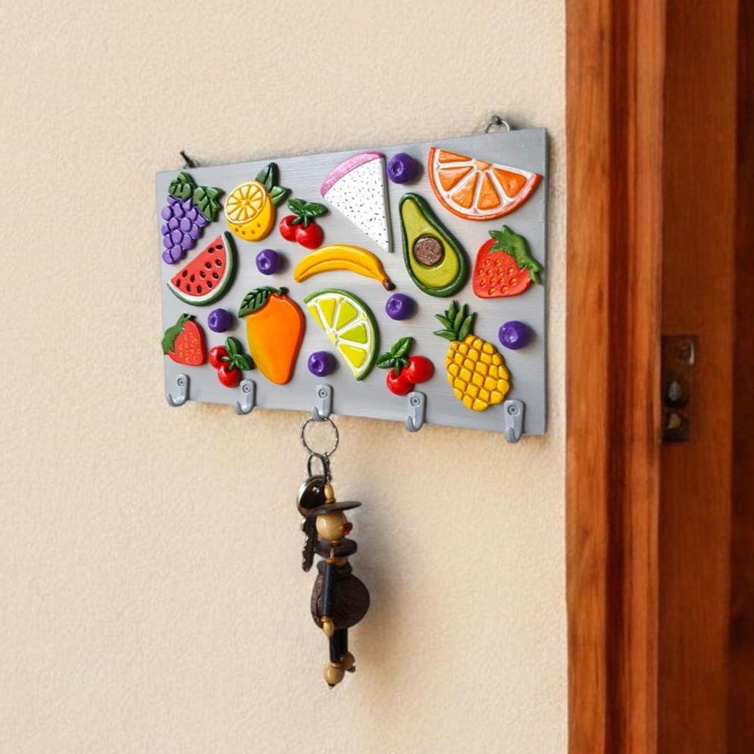 Fruit Key Rack Handmade Colorful Fruits Key Holder: Decorative Kitchen Wall Hooks - Etsy