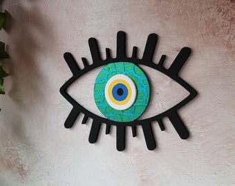 Décoration murale 3D en bois mauvais œil : art moderne de la bénédiction pour la maison