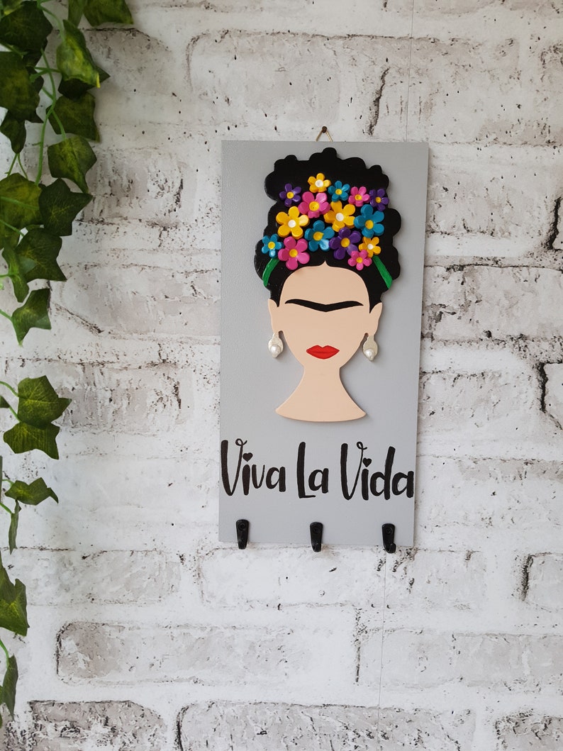 Frida Kahlo Key Holder for Wall / Wooden Hanger With 3 Hooks / Etsy