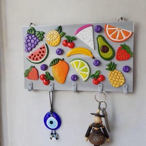 Fruit Key Rack Handmade Colorful Fruits Key Holder: Decorative Kitchen Wall Hooks - Etsy