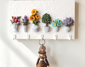 Sleutelhouder bloemenmuur: handgemaakte decoratieve halorganizer