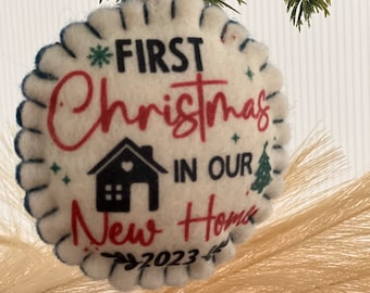 Personalized Felt Christmas Ornament: New Home Gift