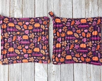 Fall potholders-Autumn hot pads-Christmas gift