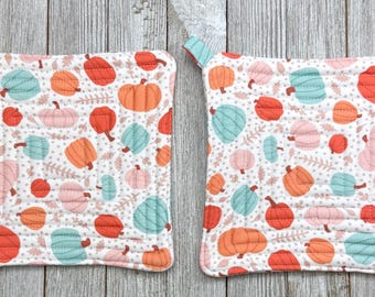 Fall potholders-Pumpkin hot pads-Christmas gift