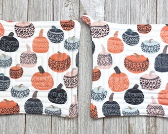 Fall potholders-Pumpkin hot pads-Christmas gift