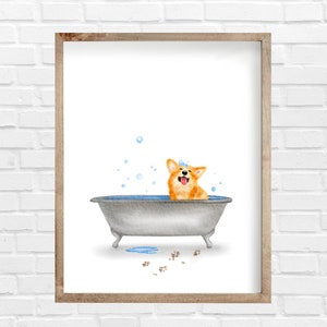 8 x 10 Dog in Tub Printable/Instant Download/Bathroom Decor/Print at Home