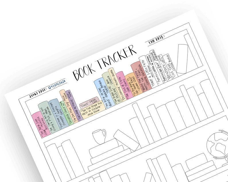 Book Tracker Printable / Bullet Journal Layout / PDF - Etsy