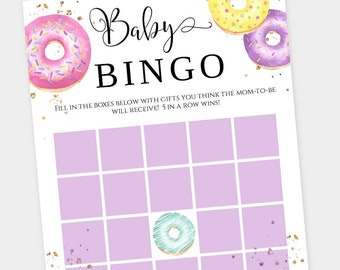 Baby Bingo Game Template, Baby Shower Game, Donuts and Diapers, Bingo Cards, Printable Game, Party Game, Instant Baby Bingo, Baby Game, BSD3