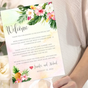 Edit Print Destination Wedding Itinerary Fan Tropical Wedding Itinerary Template TWBI Welcome Letter Welcome Note /& Wedding Timeline