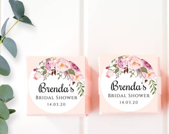 Pink Floral 2" Round Sticker Template for Bridal Shower, DIY Editable Sticker Tag, Printable Sticker, Wedding Favor Bridal Shower Favor WSBH