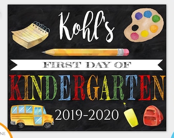 Boys First Day Of Kindergarten Back To School Chalkboard Sign, First Day of School Sign, 1st Day Of School Sign, Printable Photo Prop, BTSS