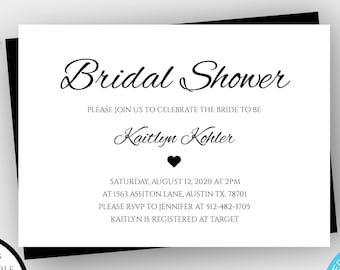 Bridal Shower Invitation, Printable Bridal Shower Template, Editable Bridal Shower Invite, Instant Download, Calligraphy Script Invitation