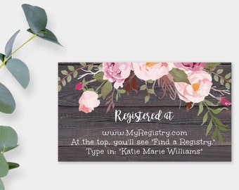 Rustic Floral Registry Card Insert Template, Baby Shower Instant Download, Baby Shower Printable, Baby Registry, Editable Template, BSRF3