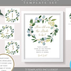 Guess the Age Game, Greenery Bridal Shower Game, How Old was the Bride Game, Instant Download, Printable Bridal Shower Game, Geometric, WSG3