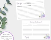 Bridal Tea Party Recipe Card Template, Love is Brewing Printable Recipe Card for Bridal Shower, Editable Template, Blue + Purple Floral BPWS