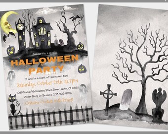 Halloween Party Invitation Printable Halloween Costume Party Invite, Editable Template INSTANT DOWNLOAD Adult Halloween Party Invitation