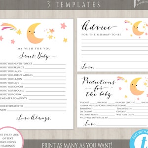 Twinkle Twinkle Little Star Baby Shower Keepsakes, Wishes For Baby, Advice For Mommy, Predictions For Baby, Baby Girl Keepsake Cards, TSG