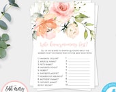 Peach Floral Who Knows Mommy Best Game Template, Peach Baby Shower Game, Instant Download, DIY Shower Games, Baby Shower Printable, BSP2