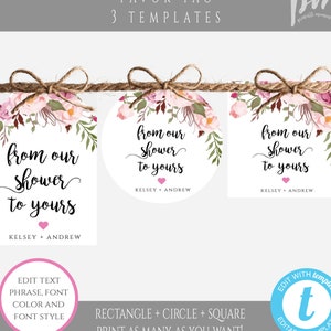 From Our Shower to Yours Favor Tag Template, Tag Personalized, Thank ...