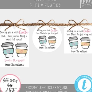 Coffee Gift Tag Template, Quarantine Treat Tag, Thinking of You Tag, Personalized Well Wishes Gift Tag, Customized Gift Tag, Family, Friend