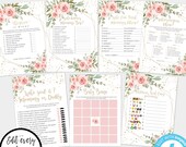 Girl Baby Shower Games Package Template, Games Bundle, Pink Floral Baby Shower, Printable Games, Editable Party Games, Baby Bingo, BSBG