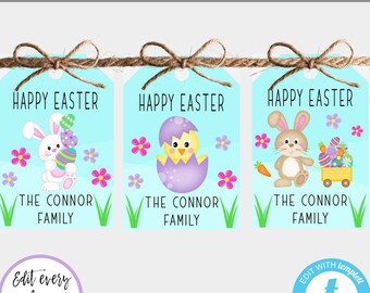 Happy Easter Favor Tag Template, Easter Bunny Tag Personalized, Colorful Easter Thank You Tag, Easter Egg Hunt Tag, Easter Sunday Tag