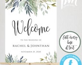 Greenery Wedding Welcome Sign Template 16 x 20 Welcome Wedding Sign Welcome Sign Personalized Edit + Print Yourself Instant Download WBGB
