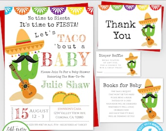 Taco Bout a Baby Shower Invitation Template, Fiesta Baby Shower Invite, Cactus Baby Shower, Printable Mexican Invite, Editable Mexican, BSTF