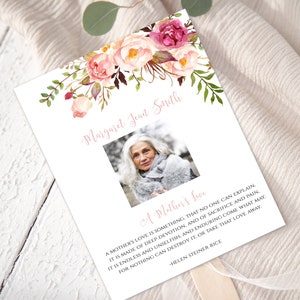 Fan Template, Peach Floral Funeral, Printable Program, Funeral Service, Watercolor Hand Fans, Printable Funeral, Celebration of Life, PFF3