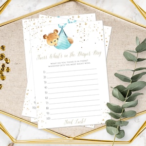Guess What's in the Diaper Bag Game Template, DIY Editable Bear Baby ...