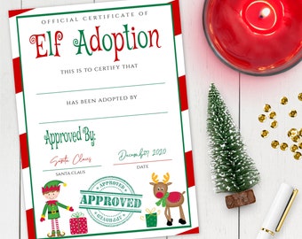 Elf Adoption Certificate Template, Editable Christmas Letter, Printable Christmas Elf Photo Prop, DIY Christmas Tradition for Kids