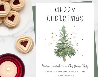 Christmas Party Invitation Template, Christmas Tree Party Invitation, Holiday Party Invite, Work Holiday Party Invitation, Minimalist Invite