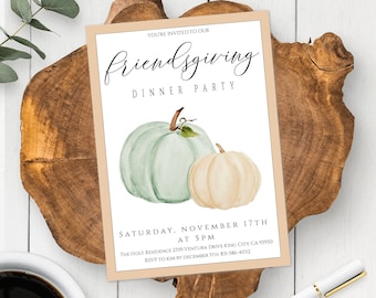 Friendsgiving Invitation Template, Thanksgiving Invitation Instant Download, Printable Thanksgiving Dinner Invite, Editable Fall Invitation