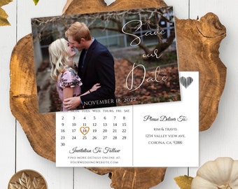 Calendar Save The Date Postcard, Save The Date Template, Engagement Card, Save The Date Photo, Wedding Card, DIY Printable, Digital File