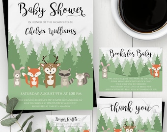 Woodland Baby Shower Invitation Template, Gender Neutral Printable Baby Shower Invite, Editable Invite, Rustic Baby Shower Invitation, BSW2