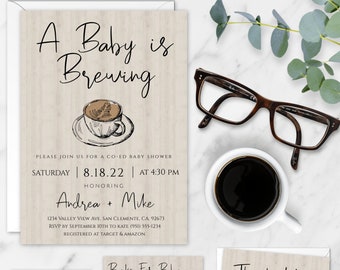 A Baby is Brewing Invitation, Coffee Baby Shower Invite, Coed Baby Shower Invitation Template Rustic Baby Shower BBQ Baby Shower Invite BSCB
