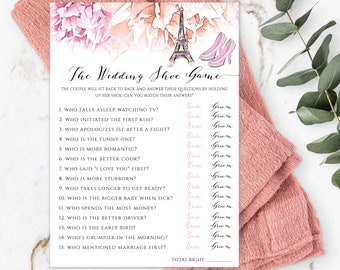 PARIS Wedding Shoe Game Template for Bridal Shower Printable - Etsy