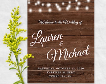 Rustic Wedding Folding Program Template, Rustic Lights Printable Program, Instant Download, DIY Ceremony Program, Editable Program, WBRL4