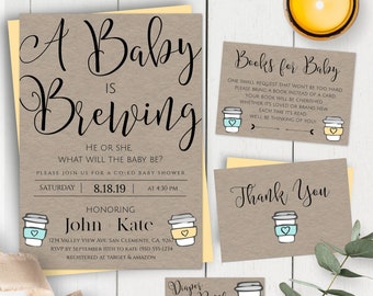 Baby Brewing Invitation, Coffee Baby Shower Invite, Coed Baby Shower Invitation Template, Gender Reveal Ideas, BBQ Baby Shower Invite, DIY