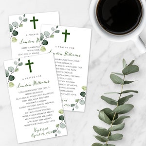 Personalized Prayer card for Boy, Editable Greenery Baptism Gift For Boy, Editable Baptism Card, Personalized Baby Name, Custom Prayer, BAP8