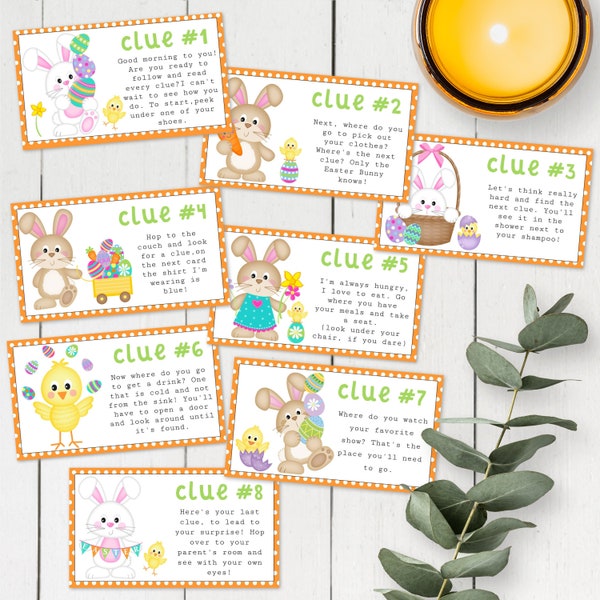 Easter Scavenger Hunt Game Template, Kids Easter Treasure Hunt Clues, Editable + Printable Clues Easter Basket Hunt Easter Egg Hunt Activity