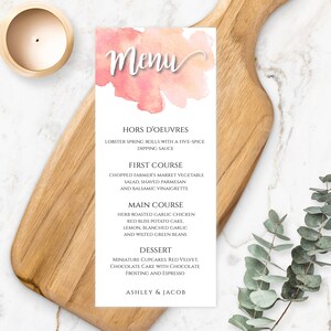 Coral Wedding Dinner Menu Template, Printable Peach Wedding Menu, DIY Editable Dinner Menu, Fall Menu,  Tea Length Instant Download, WBCW