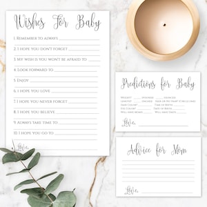 Baby Shower Keepsake Templates, Editable + Printable Wishes For Baby, Advice For The Mommy, Predictions For Baby, Instant Download