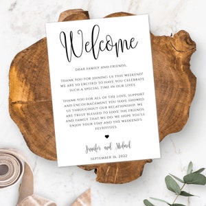 Wedding Welcome Letter Template, Welcome Bag Note, Welcome Bag Letter, Calligraphy Welcome Note for Guests, Edit + Print Yourself, WBWC
