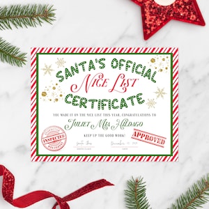 Santa's Nice List Certificate Template, Editable Santa Claus Christmas Letter Printable Customized Personalized Christmas Tradition for Kids