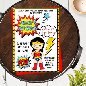 Superhero Birthday Party Invitation Template for Girl, Super Hero Birthday Invite, Editable Template, Edit the Age Birthday Invite, BPSW