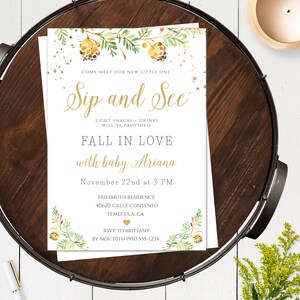Fall Sip and See Invitation Template, Meet and Greet Invite, Meet the Baby, Fall in Love With Baby, Sip and See Girl, Sip and See Party BSPC