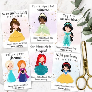 Princess Valentines Day Card Template, Digital Valentines Cards for Kids Classroom, DIY Editable Valentine, Printable Personalized Valentine